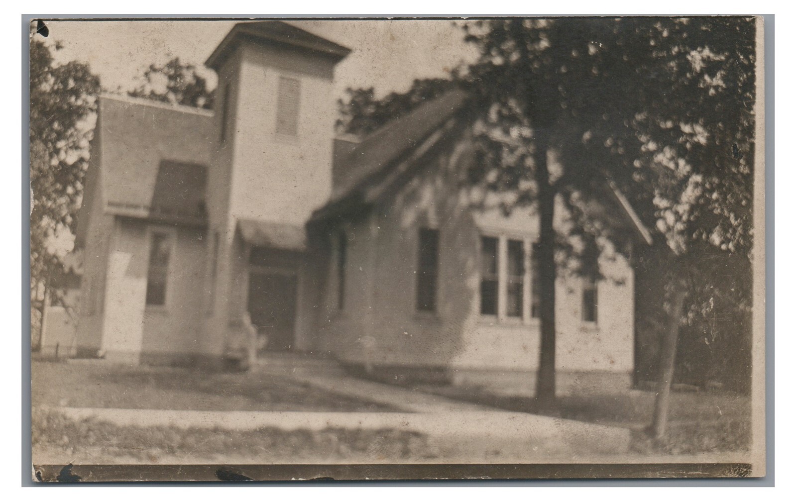 RPPC Blurry Photo of Church ASTORIA? IL Illinois Real Photo Postcard