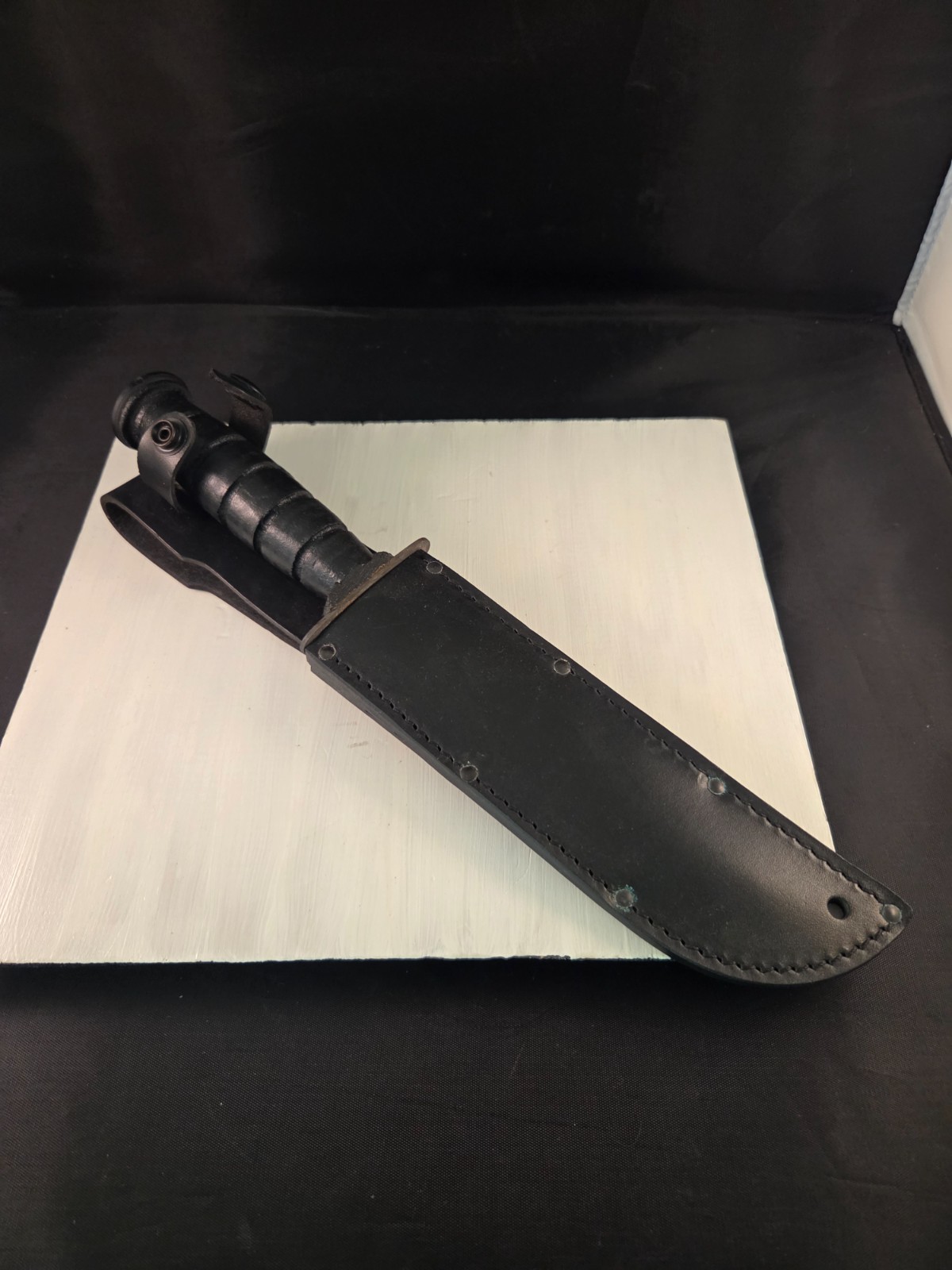 ONTARIO KNIFE CO. USGI VINTAGE FIGHTING KNIFE AND LEATHER SCABBARD