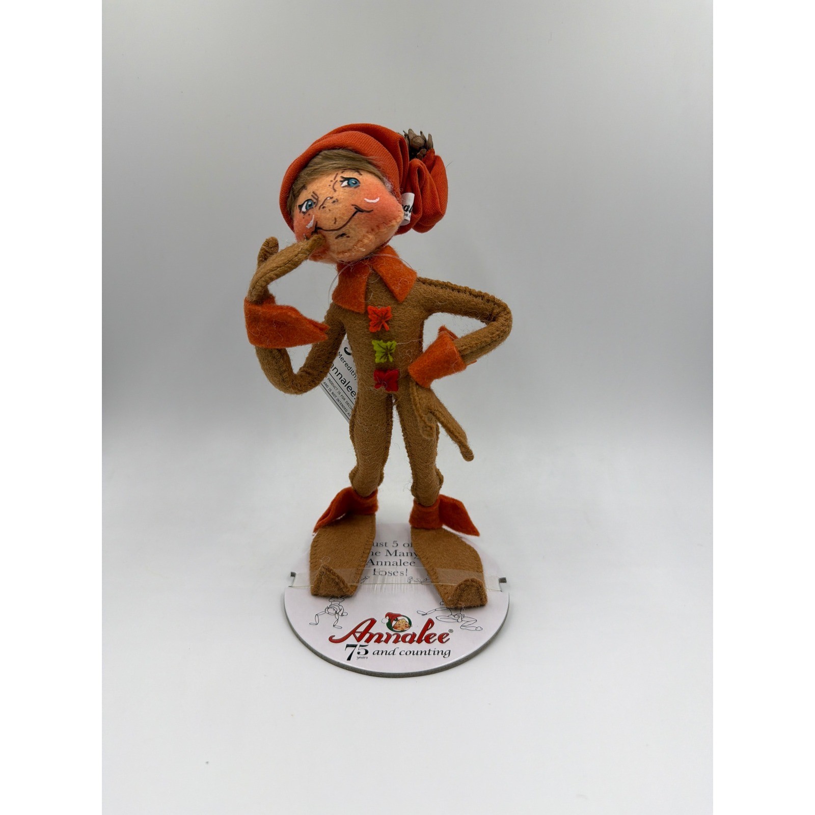 Annalee 9in Autumn Elf Doll Brown Orange Fall Thanksgiving Decor 361819 NWT