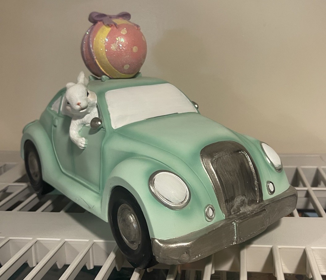 Rabbit Driving A Volkswagen Bug Easter Decor