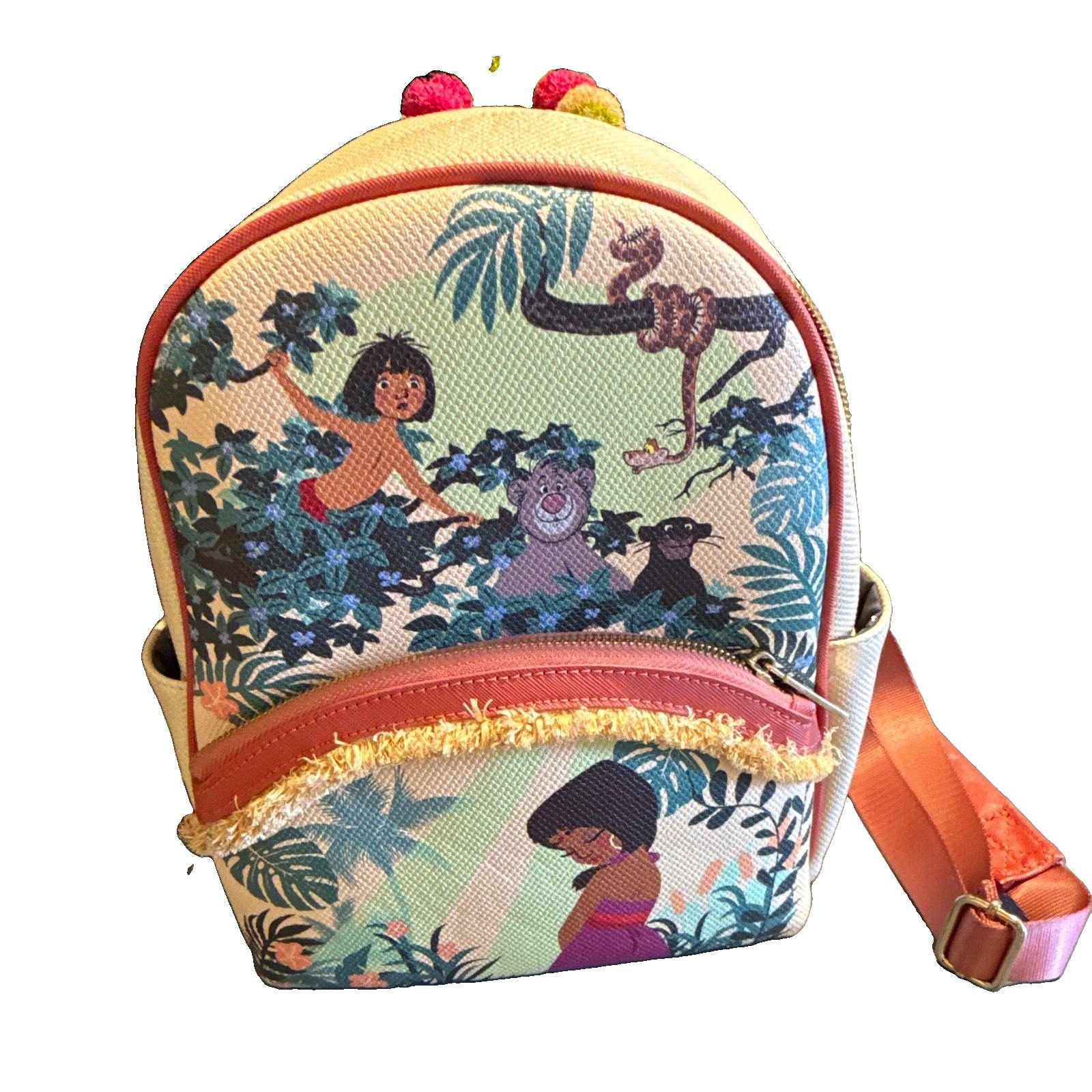 Danielle Nicole Disney Jungle Book Mini Backpack Bag, Small Beige/Pink Multi