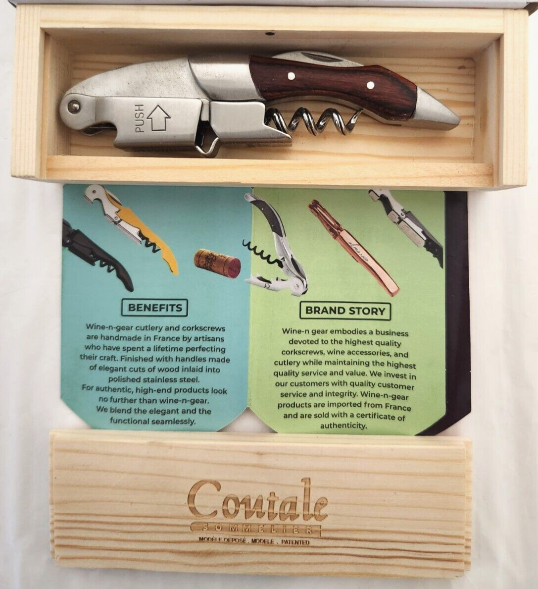 New  Prestige Waiters Corkscrew By Coutale Sommelier Rosewood  -  
