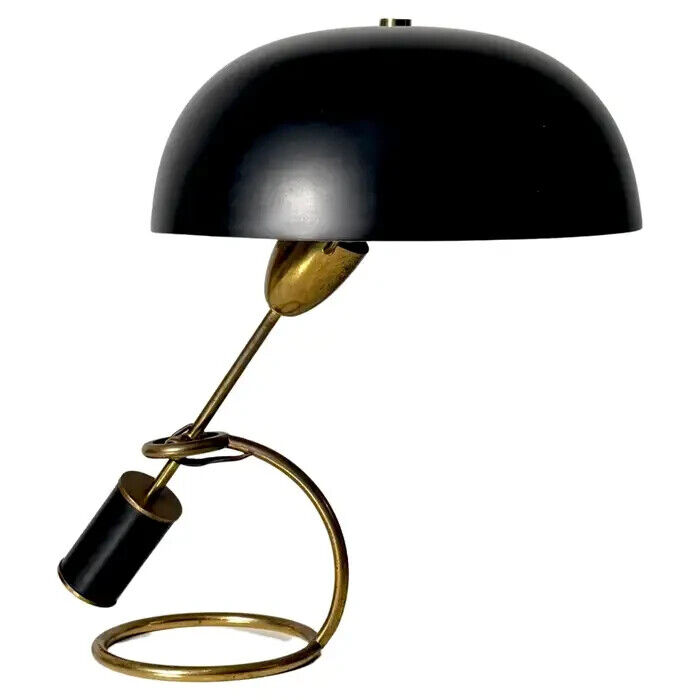 Black Counterweight Scrittoio Brass Table Lamp by Angelo Lelli for Arredoluce