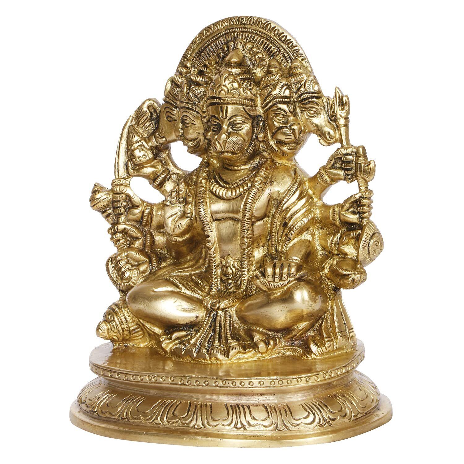 Brass Hanuman Ji Idol Lord Bajrangbali Statue Religious Showpiece Pooja 6.5 Inch