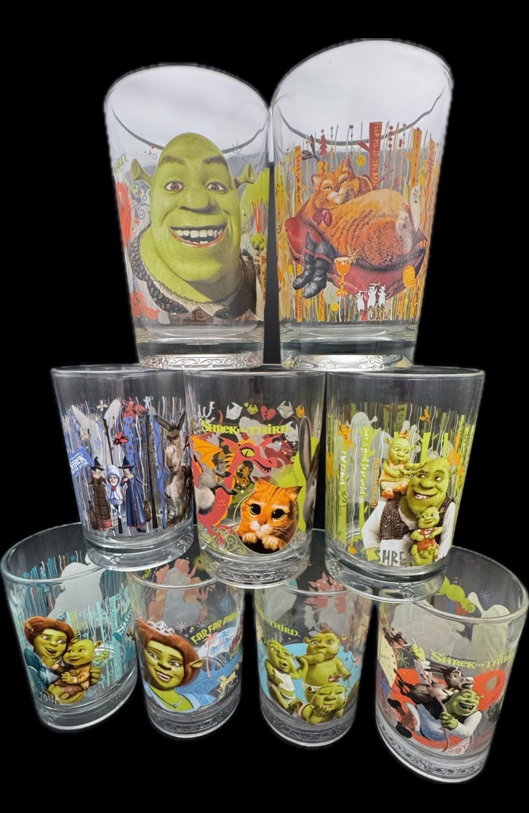 Vintage 2007 McDonald\'s Shrek The Third & Forever After Complete Sets (Lot of 9)