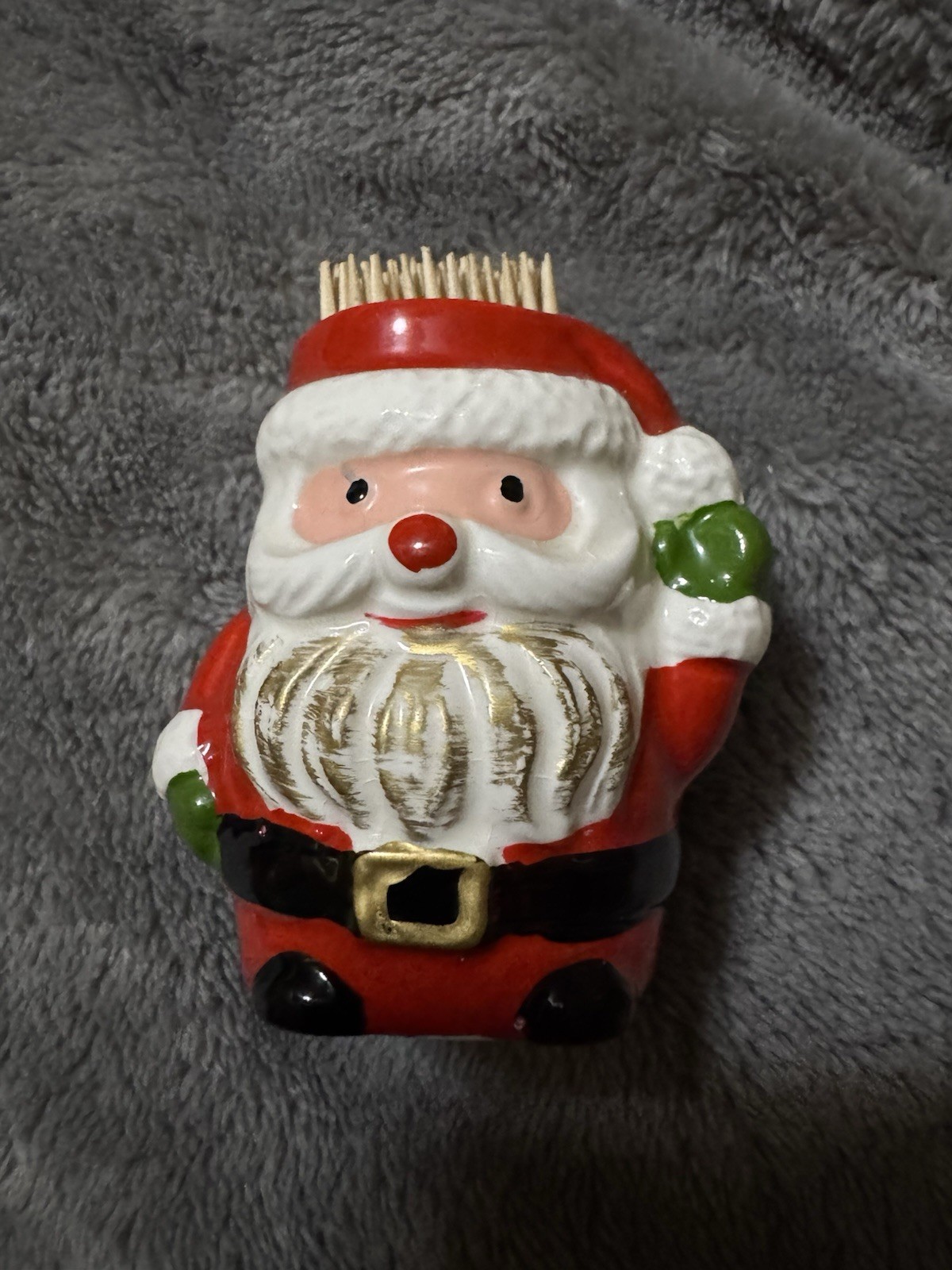 Vtg 1950s Ceramic Santa Toothpick Holder Japan Christmas Figurine MCM Kitsch