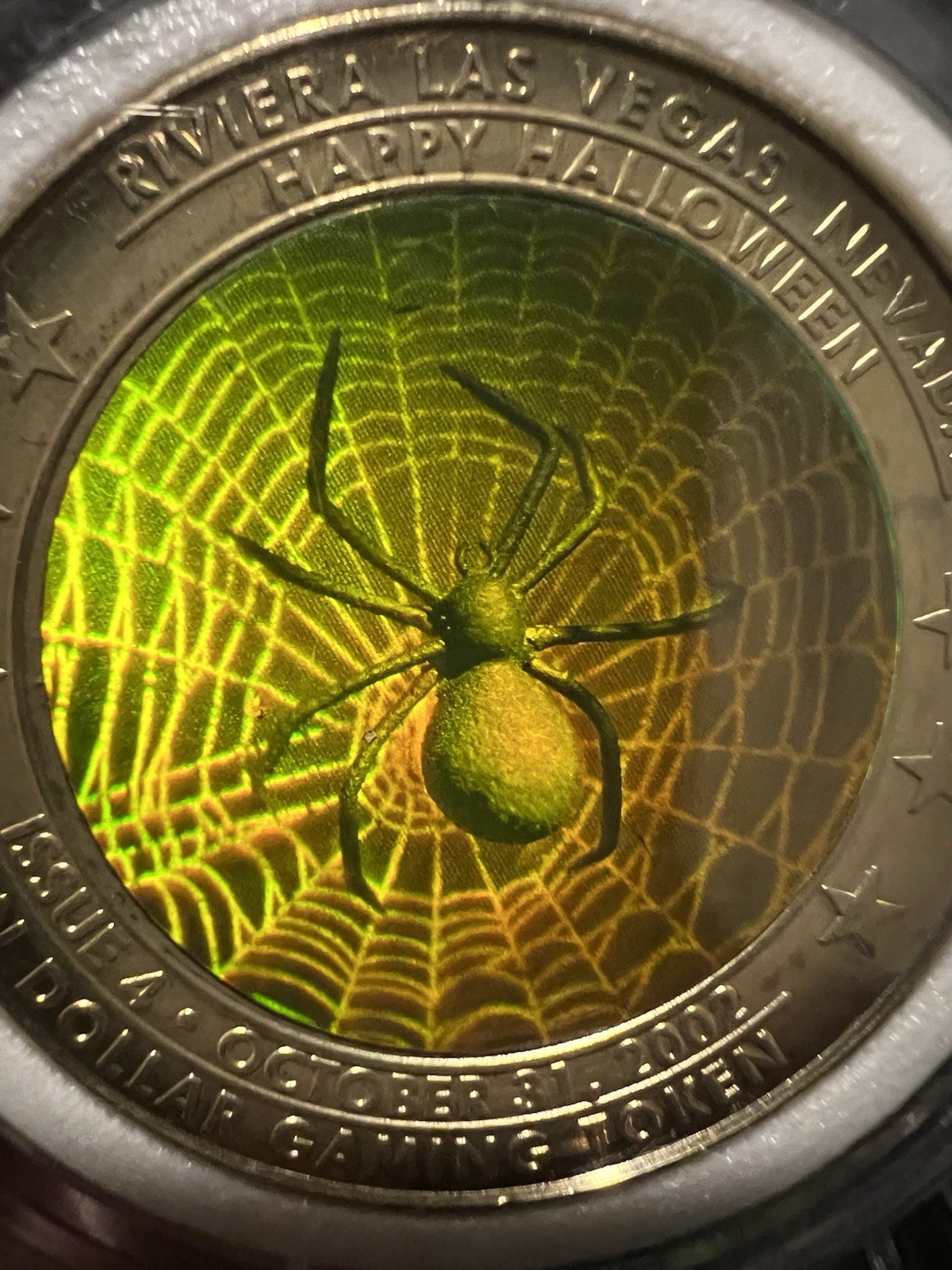 Vintage Riviera Casino $10 Hologram Token Double-Sided Rare Spider & Web & Cat