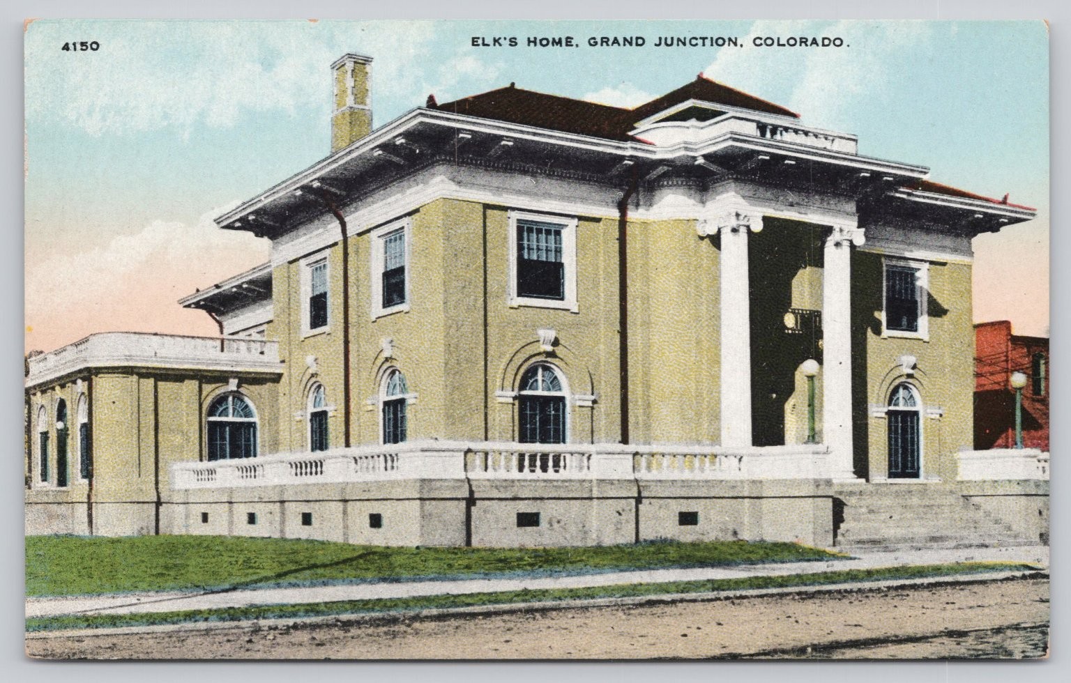Elk\'s Home Grand Junction Colorado Vintage Postcard 1907-1915 Lodge Building