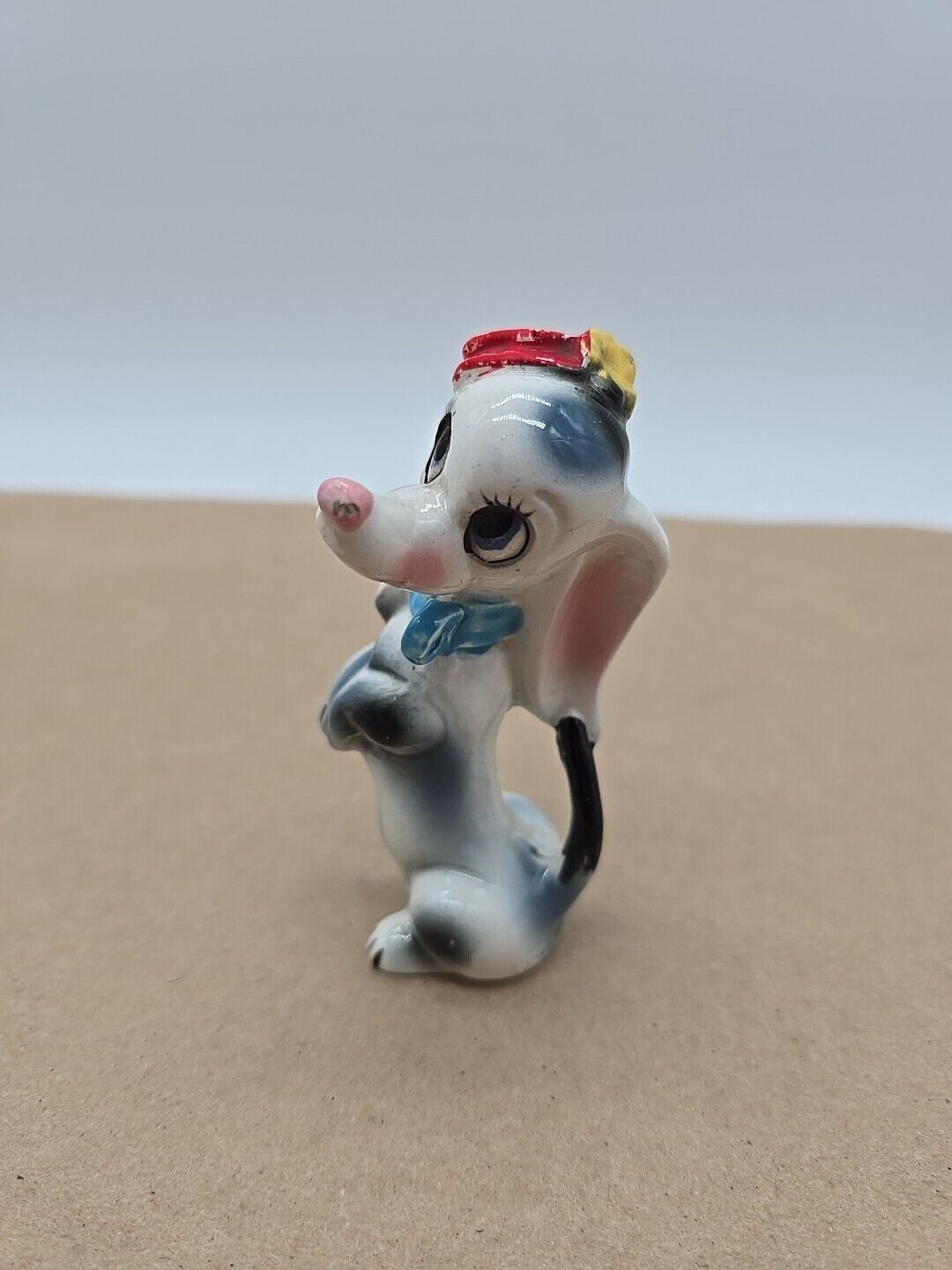 VINTAGE Ceramic Kitschy Antropomorphic Dartoonish Dog Statue *Adorable* RARE