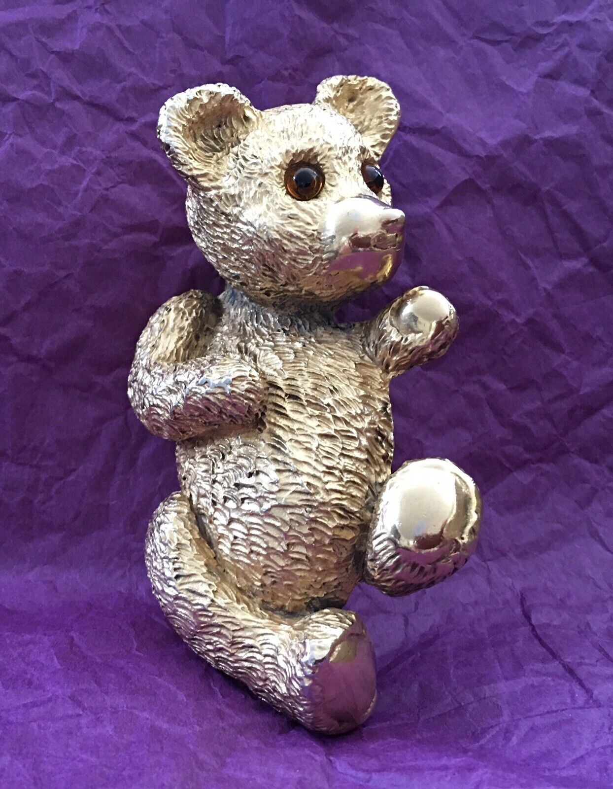 Vintage RARE Authentic 1976 Christopher Ross GOLD Plated TEDDY BEAR Belt Buckle