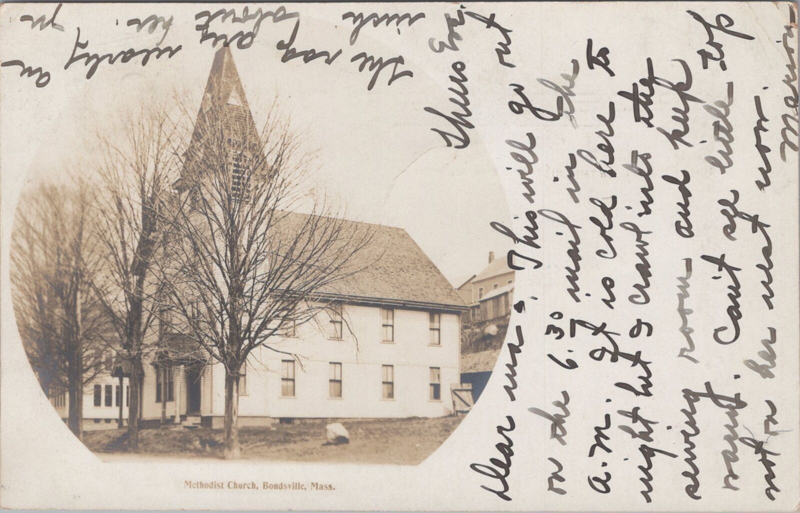 Methodist Church Bondsville Massachusetts 1909 RPPC Photo Postcard