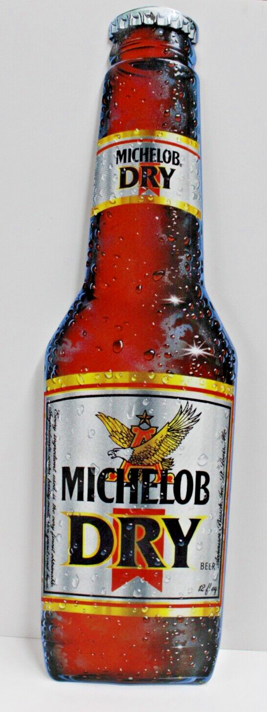 MICHELOB DRY Metal Beer Bottle shaped Advertising Sign Sticker 30