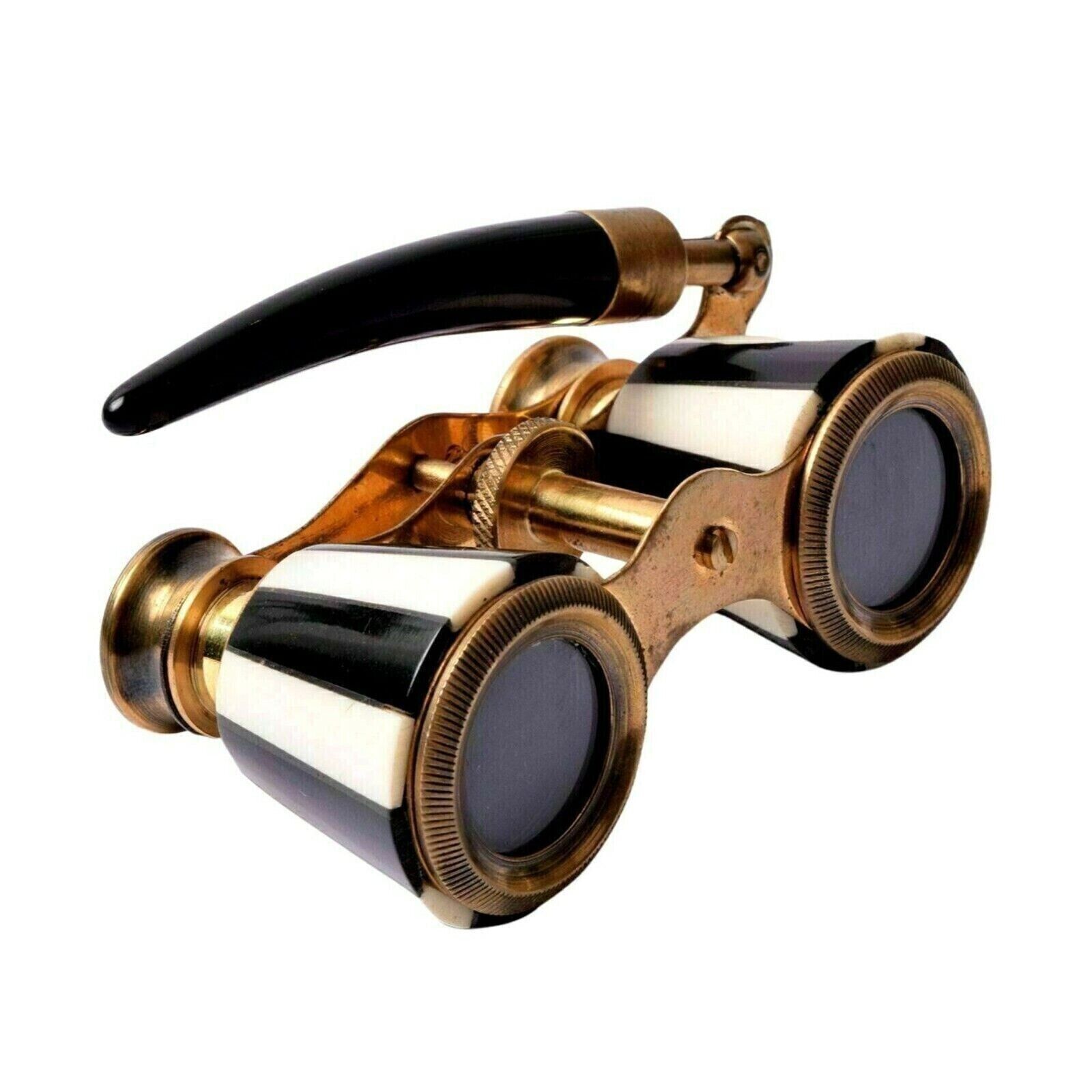 Antique Vintage Opera Glasses Binoculars  Mother of Pearl & Handle Brass Gift