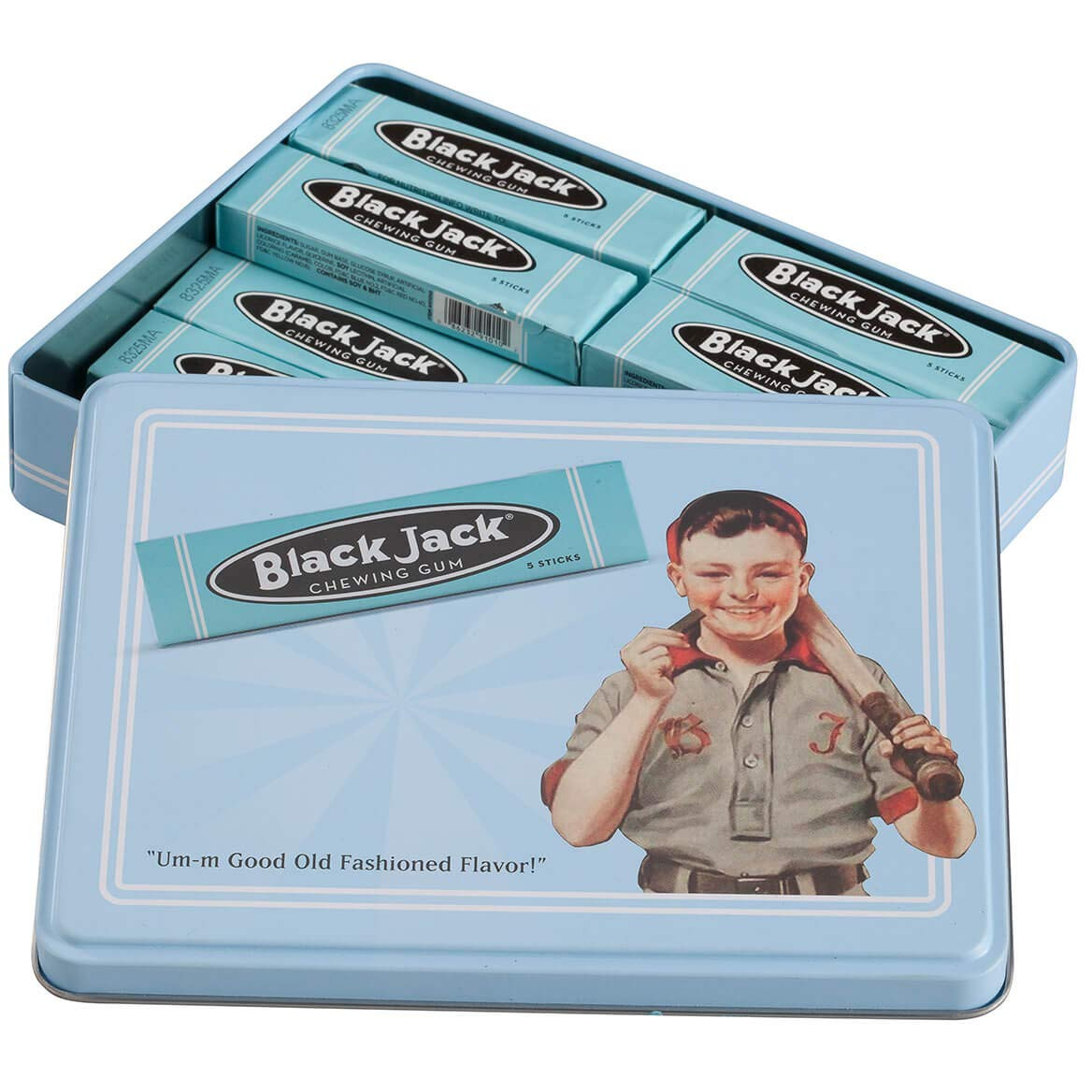 Black Jack (Blackjack) Gum Vintage Collectors Tin with 10 Packs of Blackjack Gum