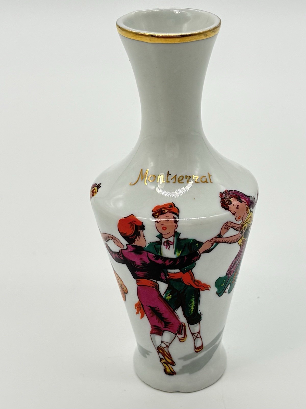 Vintage Porcelain Souvenir Montserrat Vase Folk Spanish Dance 