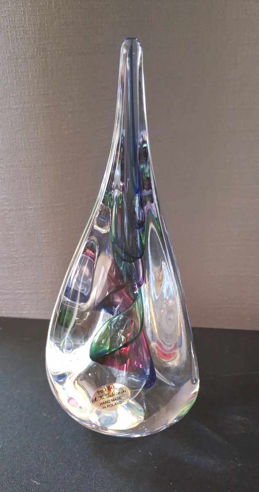 Teardrop Crystal Sculpture From Poland Artist Adam Jabltonski Contains Colorful.