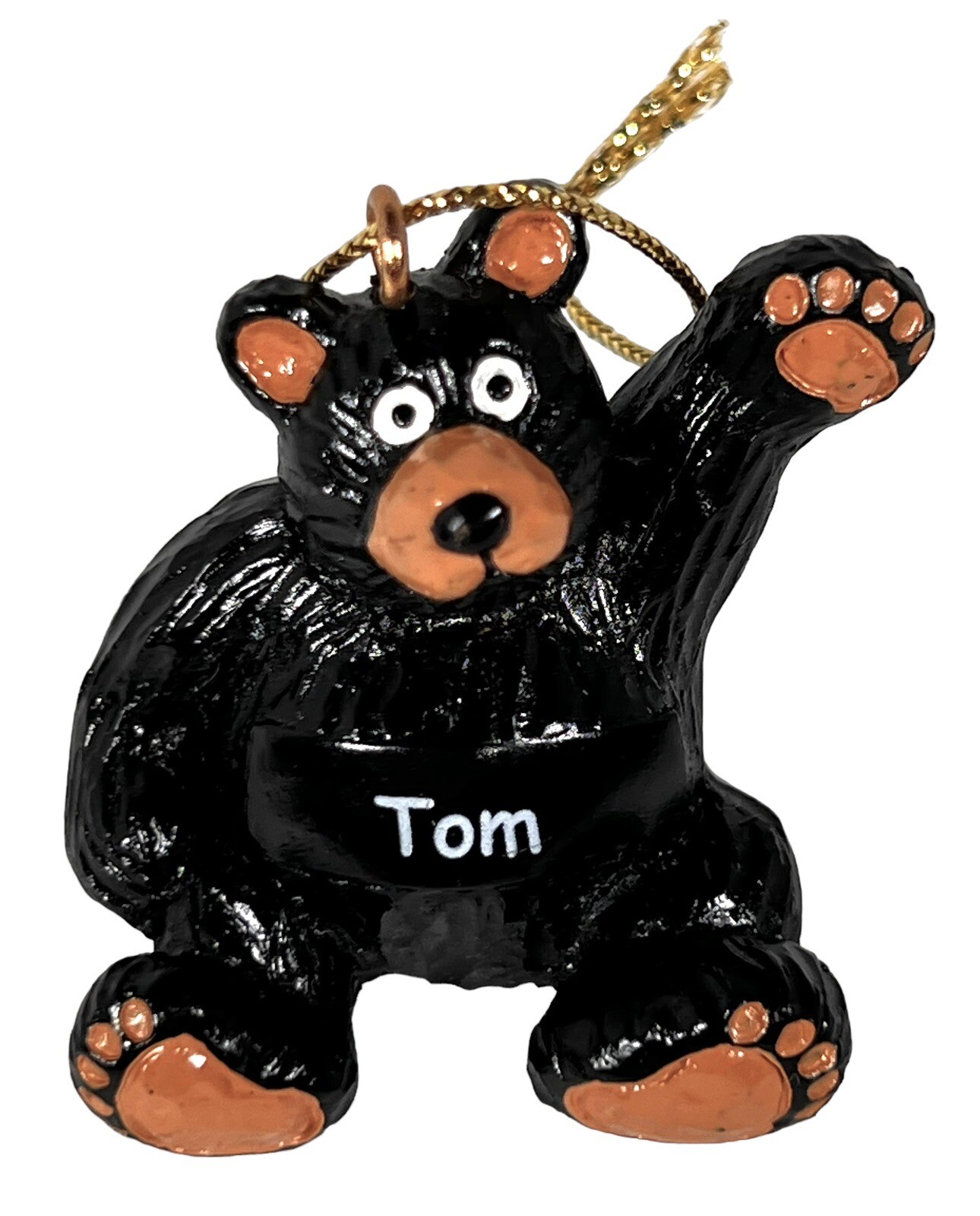 TOM     Personalized    \'Waving\' BLACK BEAR Ornament    1.75\