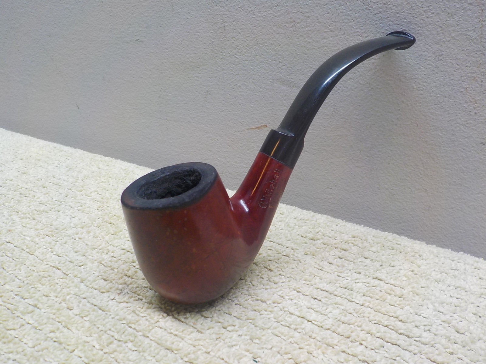 Vintage Used Whitehall Thin Bite Bent Stem Smoking Pipe Italy