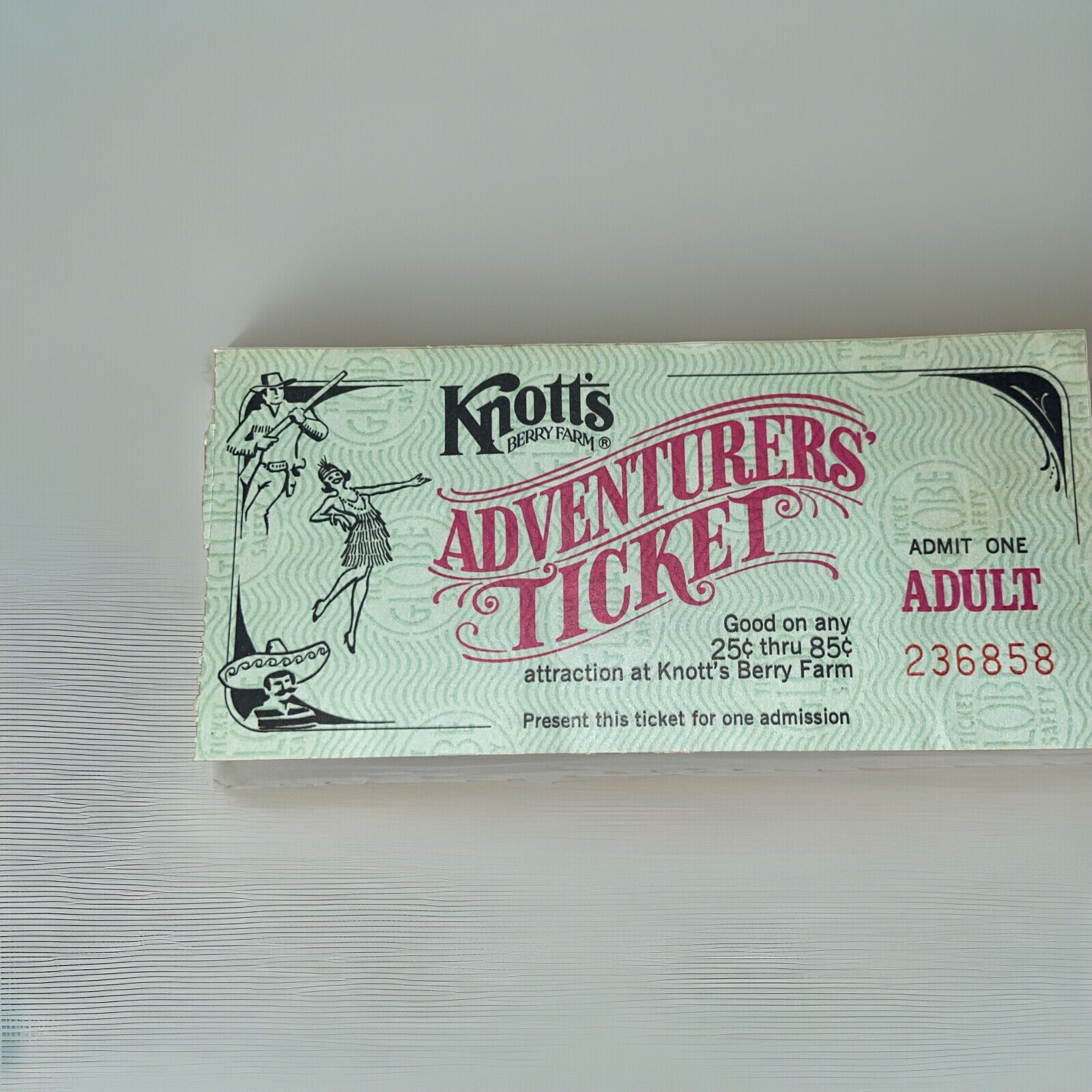 Vintage Knott's Berry Farms Knott's Adventures Ticket