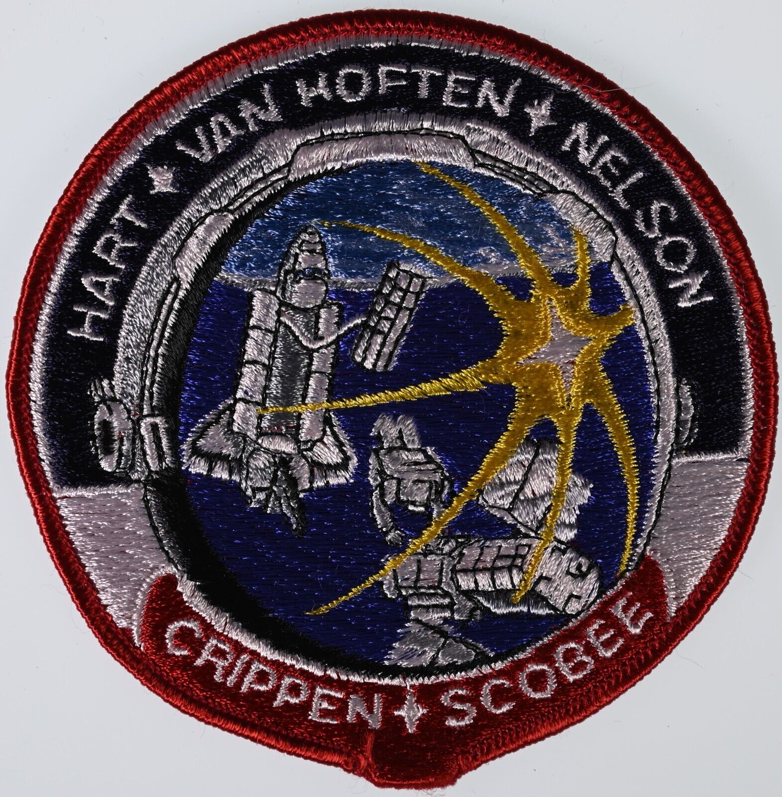 NASA SPACE SHUTTLE STS-41C MISSION PATCH HART, VAN HOFTEN, NELSON, CRIPPEN