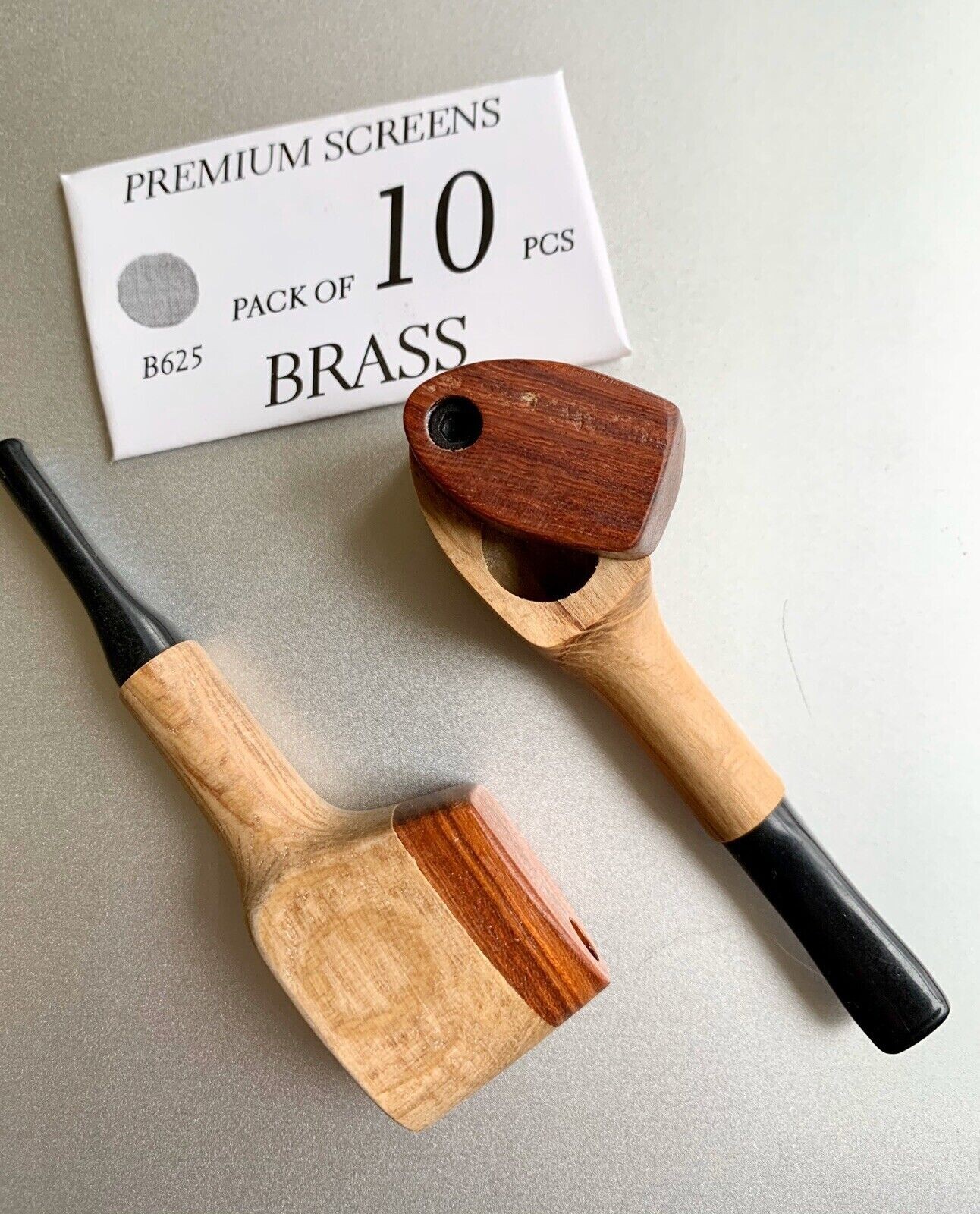 wood set of 2   INHALE®  pipes with brass screens