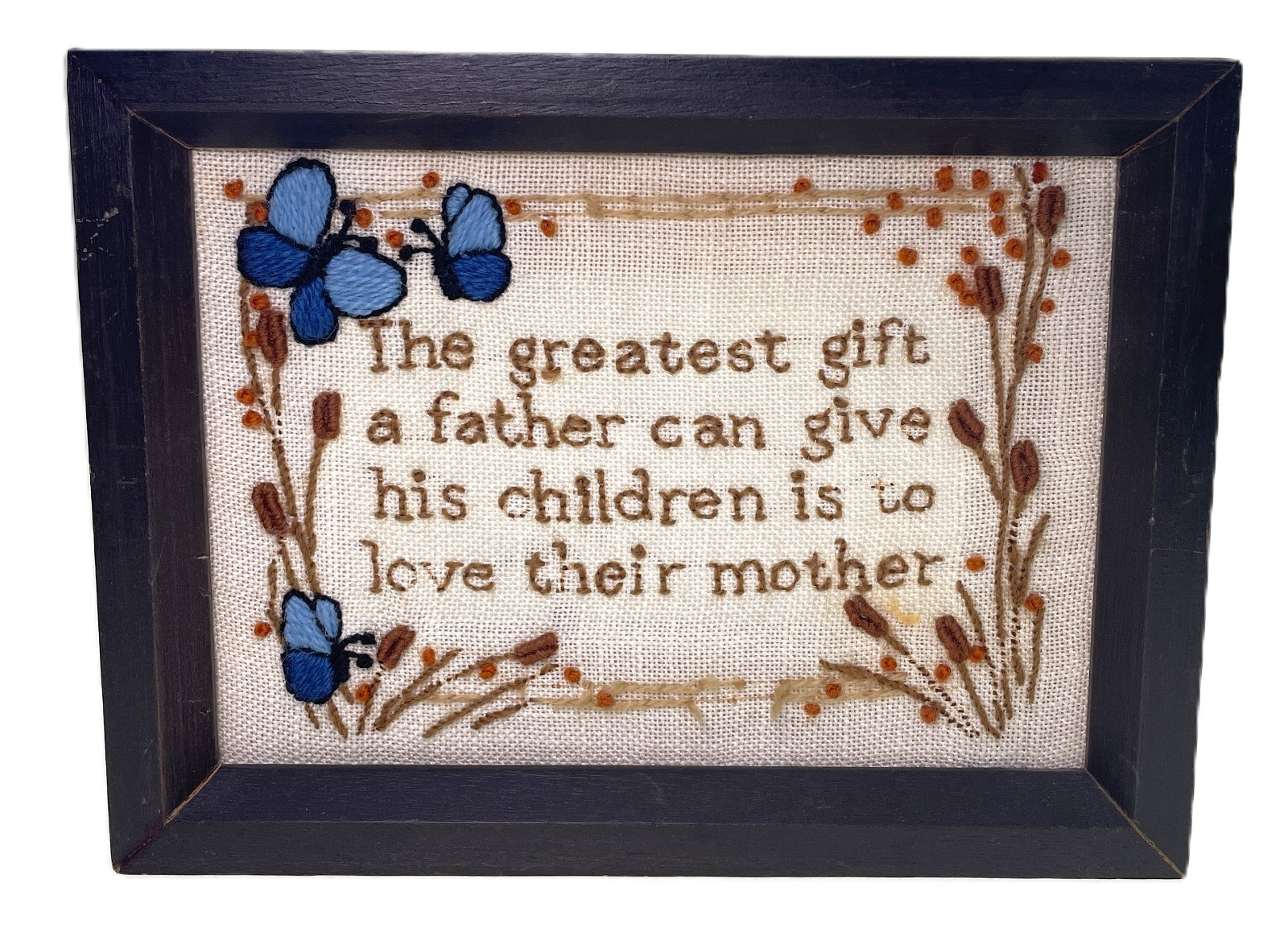 Greatest Gift Father to Children is Love Their Mother Embroidered Linen Plaque