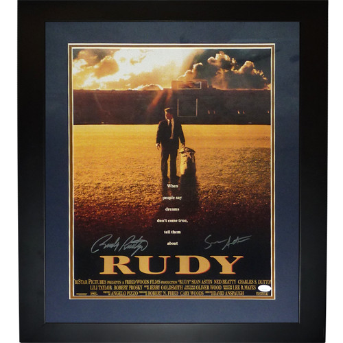Sean Astin And Rudy Ruettiger Autographed Rudy Deluxe Framed 16x20 Movie Poster