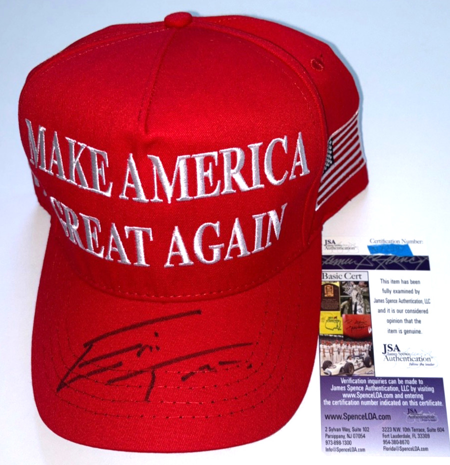 ERIC TRUMP SIGNED OFFICIAL 45 47 MAGA HAT MAKE AMERICA GREAT PRESIDENT SON JSA