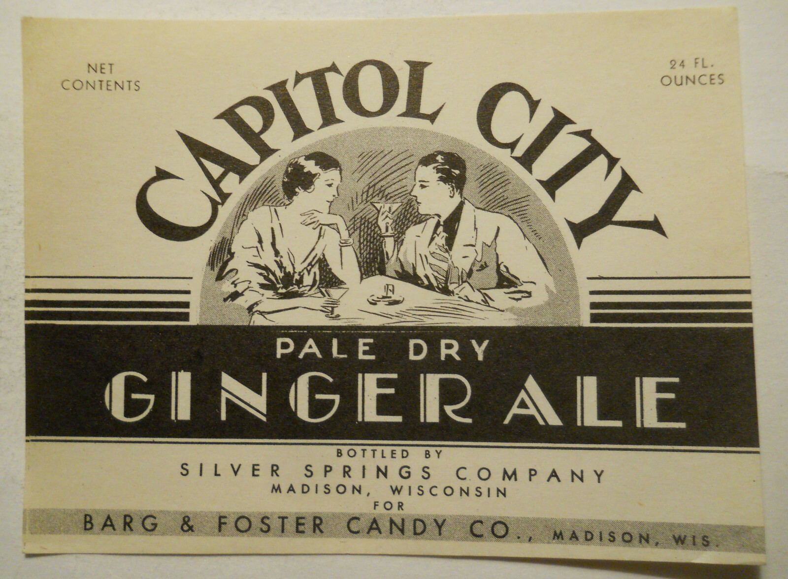 ca. 1930's Capitol City Ginger Ale (Madison, Wisconsin) bottle label