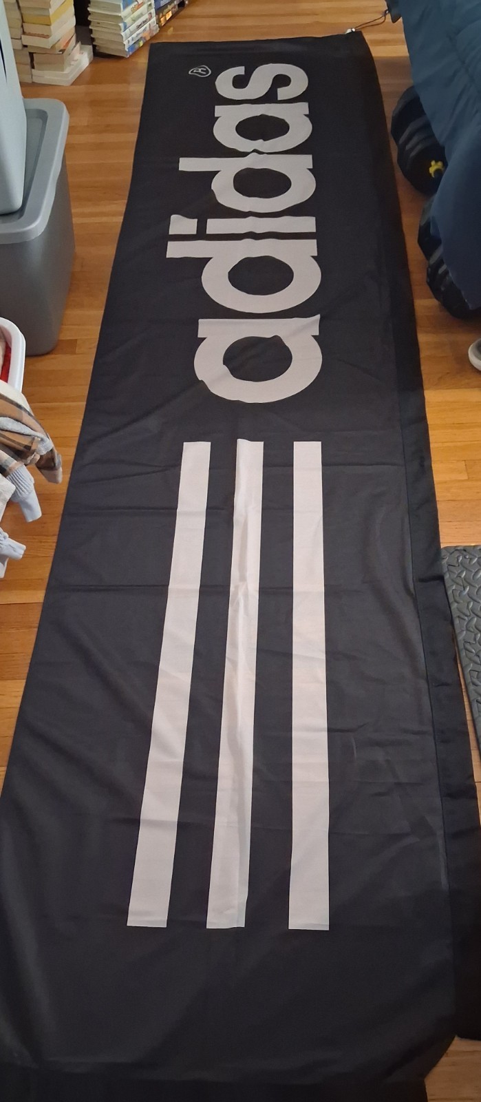 Adidas Race/advertising Banner Big 12’x32” Double Sided Black/White 90s Stripe