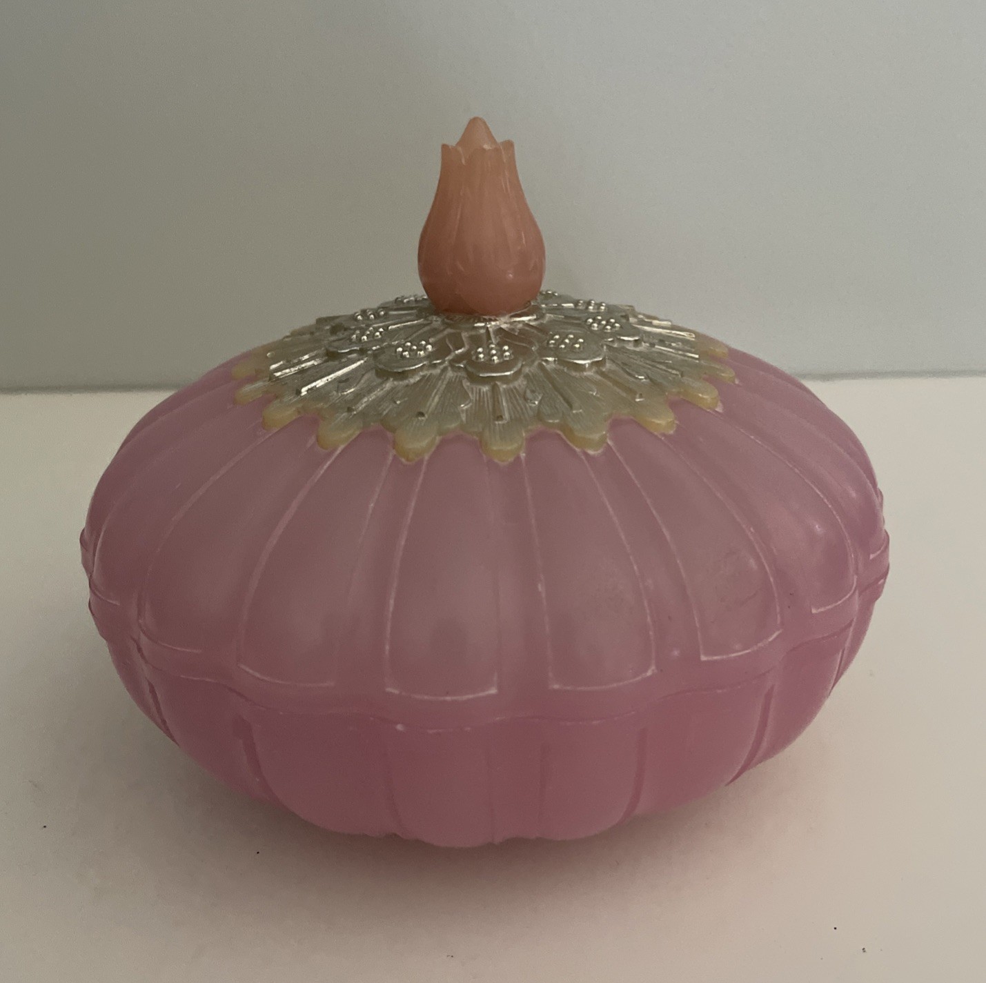 Vintage Avon Elusive Beauty Dust Vanity Powder Container Pink Plastic Gold Empty