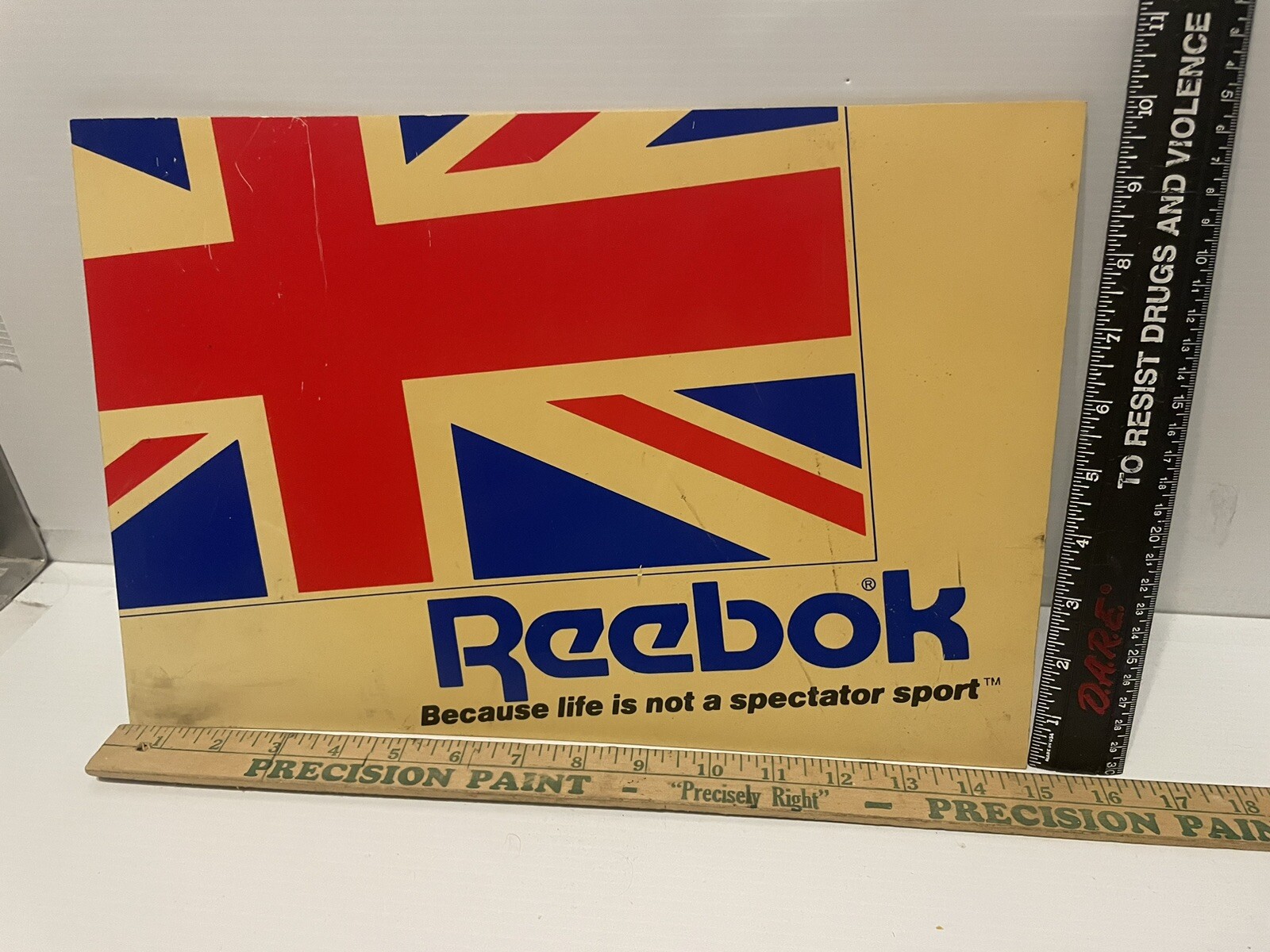 Vintage Reebok Advertising Sign Rare Shoe Store Union Jack Logo 1977-93 Classic