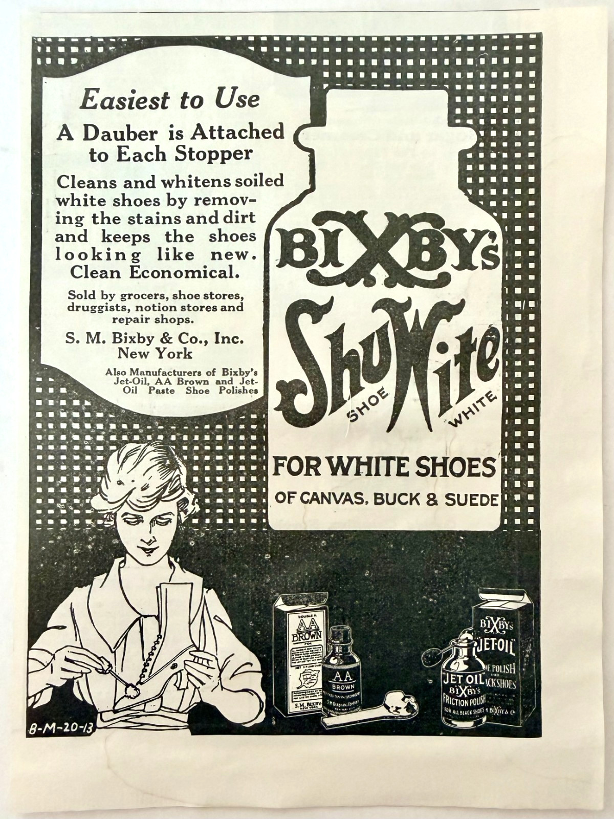 1920 Bixby\'s ShuWite Advertisement Shoe Cleaner Polish Antique Jet Oil Product