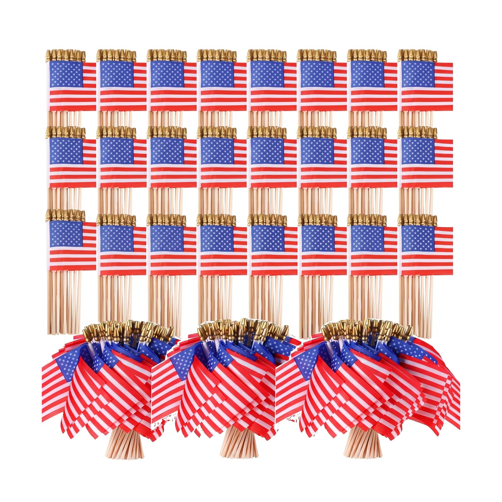 Peryiter 700 Pcs Small American Flags on Stick 4x6\