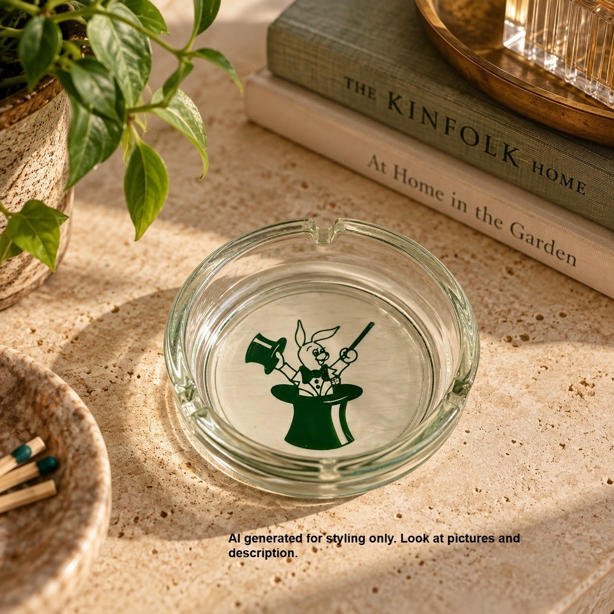 Vintage Sonny\'s Bar Portland Oregon Glass Ashtray - Slabtown Green Rabbit
