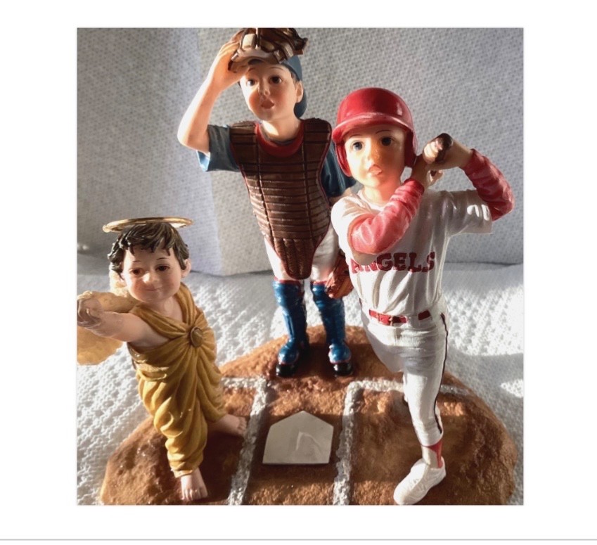 Demdaco Prayers & Promises Think Big Baseball Angel Figurine Bill Stross 2002