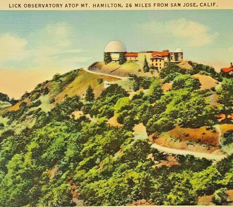 Vintage California Postcard Lick Observatory at Mt. Hamilton Linen Post Card