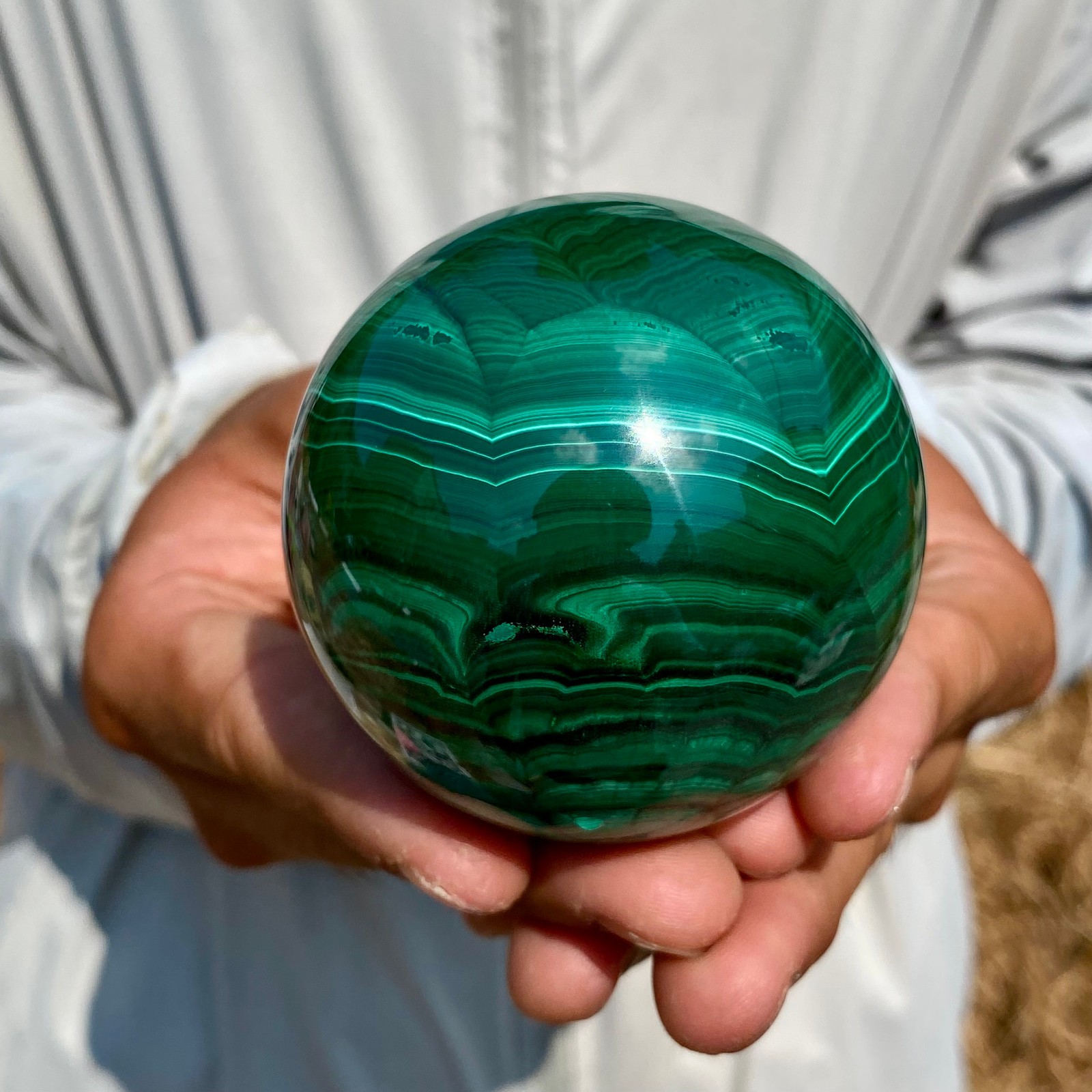 1.25LB Rare Natural Malachite quartz hand Carved sphere Crystal Healing Gem ball