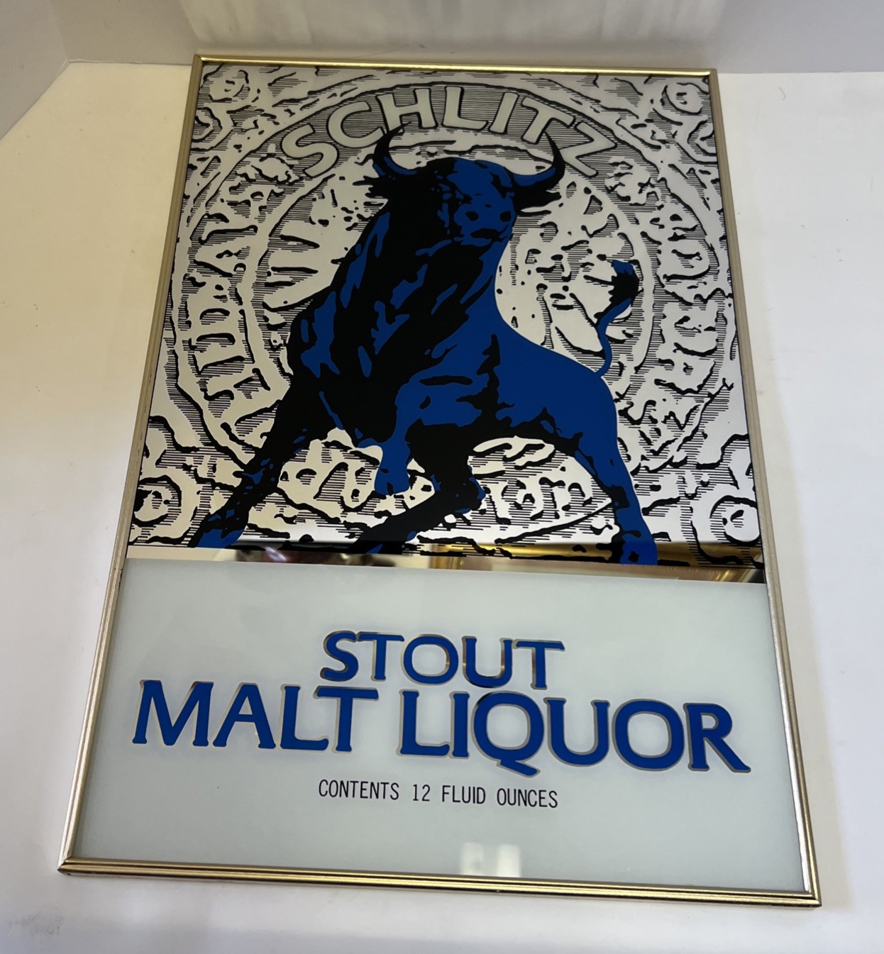 Schlitz Stout Malt Liquor Bull Beer Bar Sign Original Vintage 12” X 18” Japan Schlitz Stout Malt Liquor Bull Beer Bar Sign Original Vintage 12” X 18” Japan