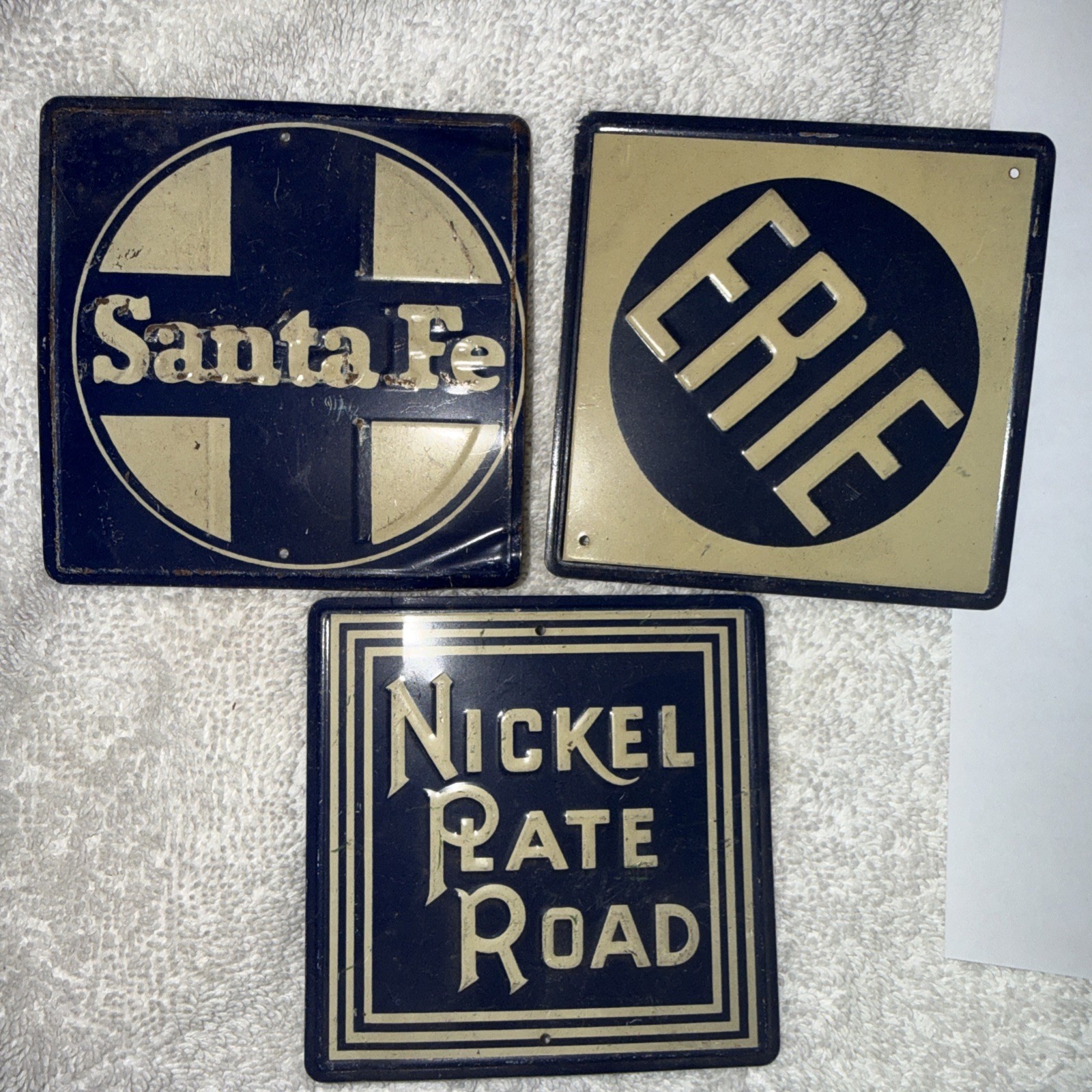 (3) Original 1950\'s Railroad Metal Logos from Post Cereal Promotion