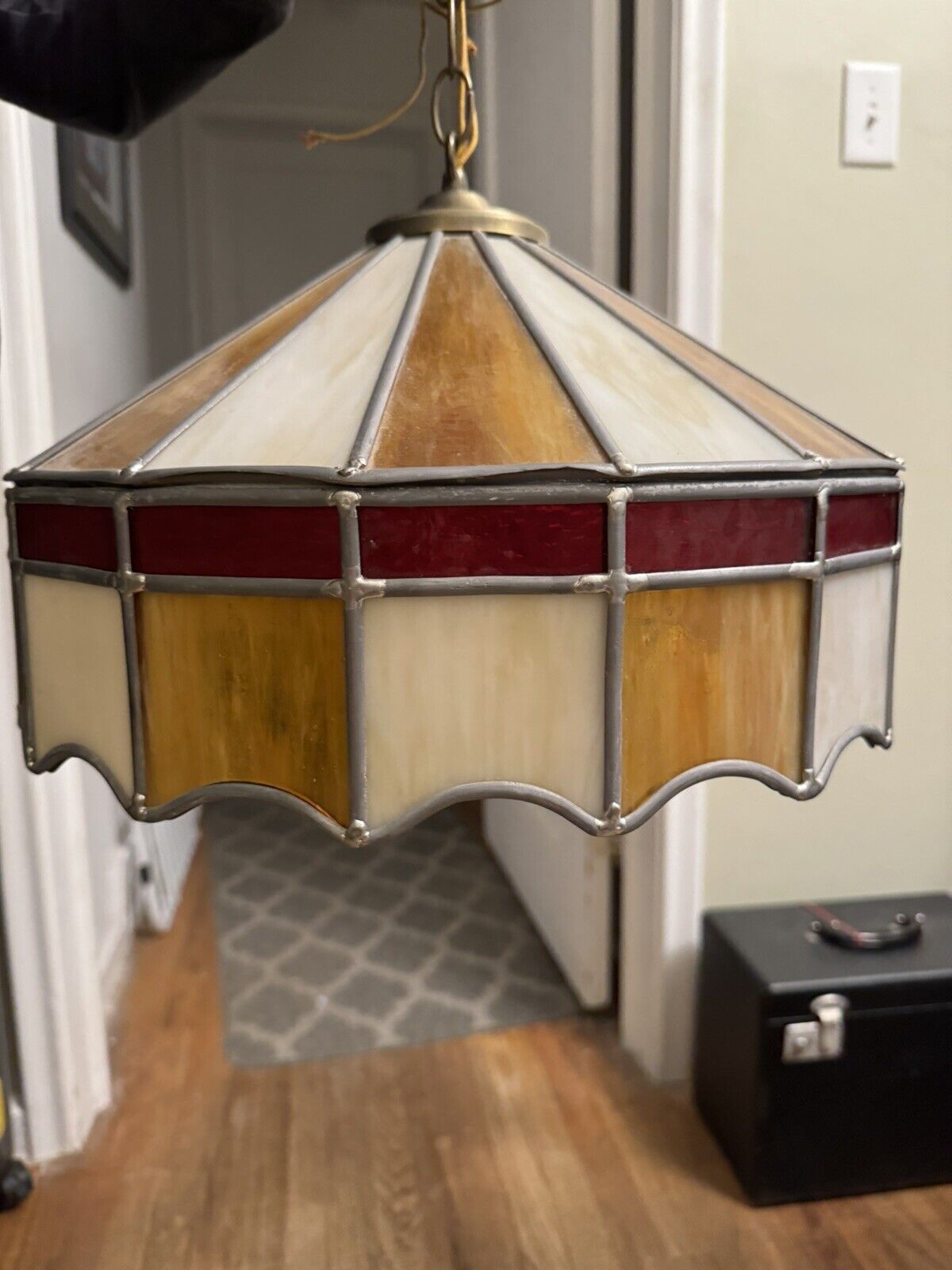Rare Vintage Stained Glass Hanging Light