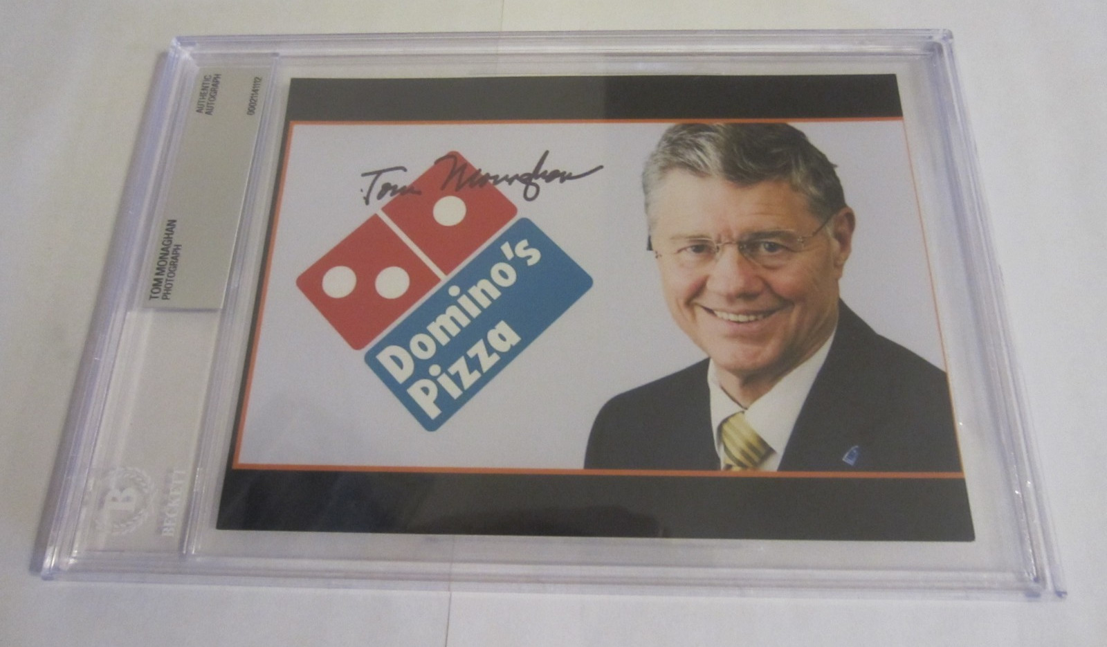 Tom Monaghan founder Domino\'s Pizza 5x7 photo autographed BAS Beckett authentic