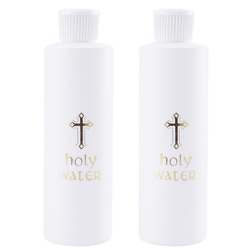 2pcs Cylindrical Holy Water Bottle Church Holy Water Bottle Jesus Cross Pattern