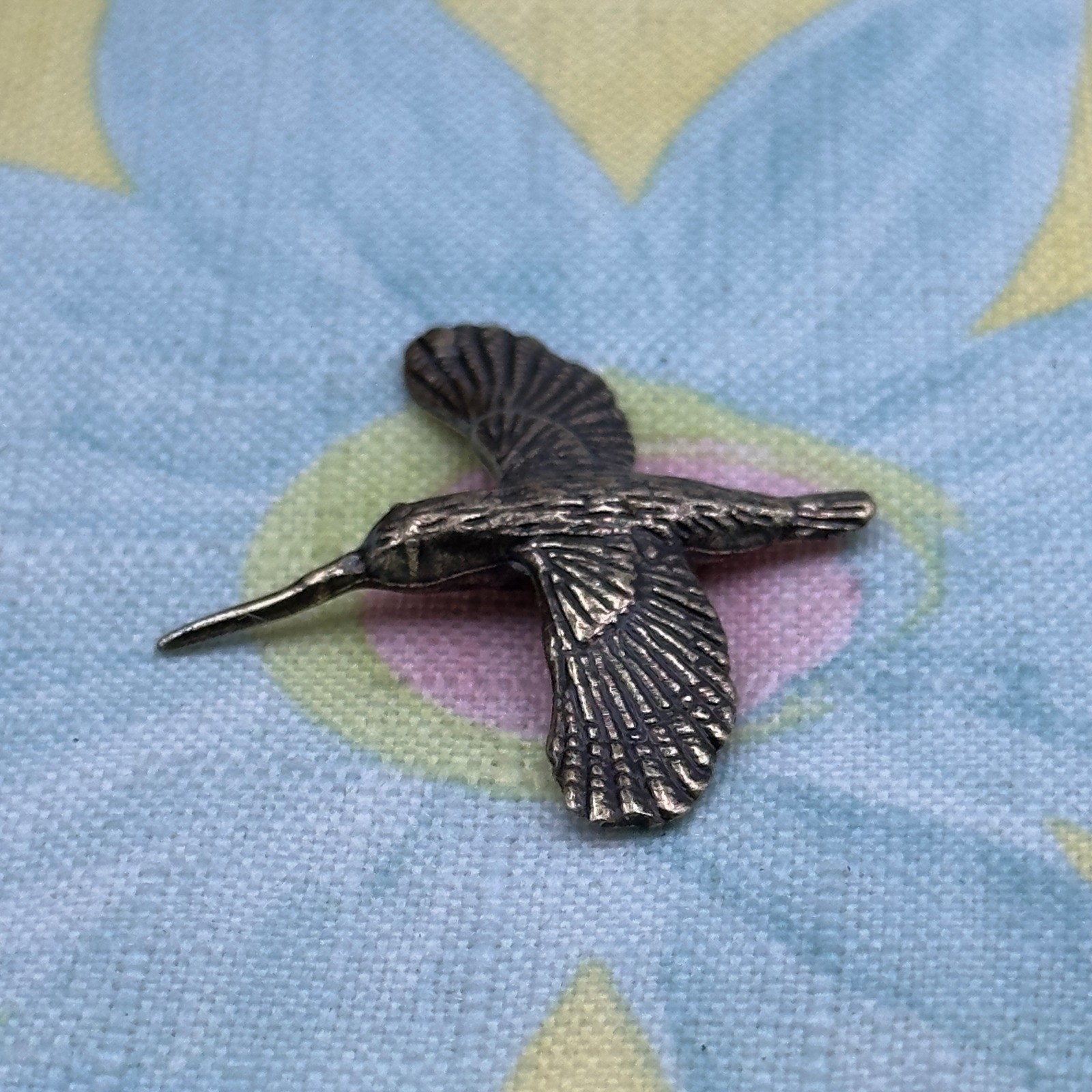 BG14 Brass Tone Hummingbird Miniature Figurine Metal Bird Nature Decor Tiny
