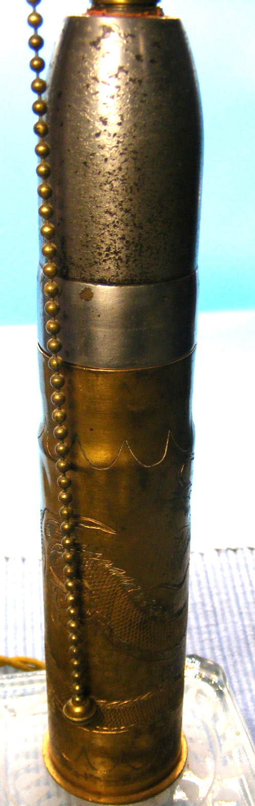 Vintage WW1 Trench Art Lamp Mortar Shell