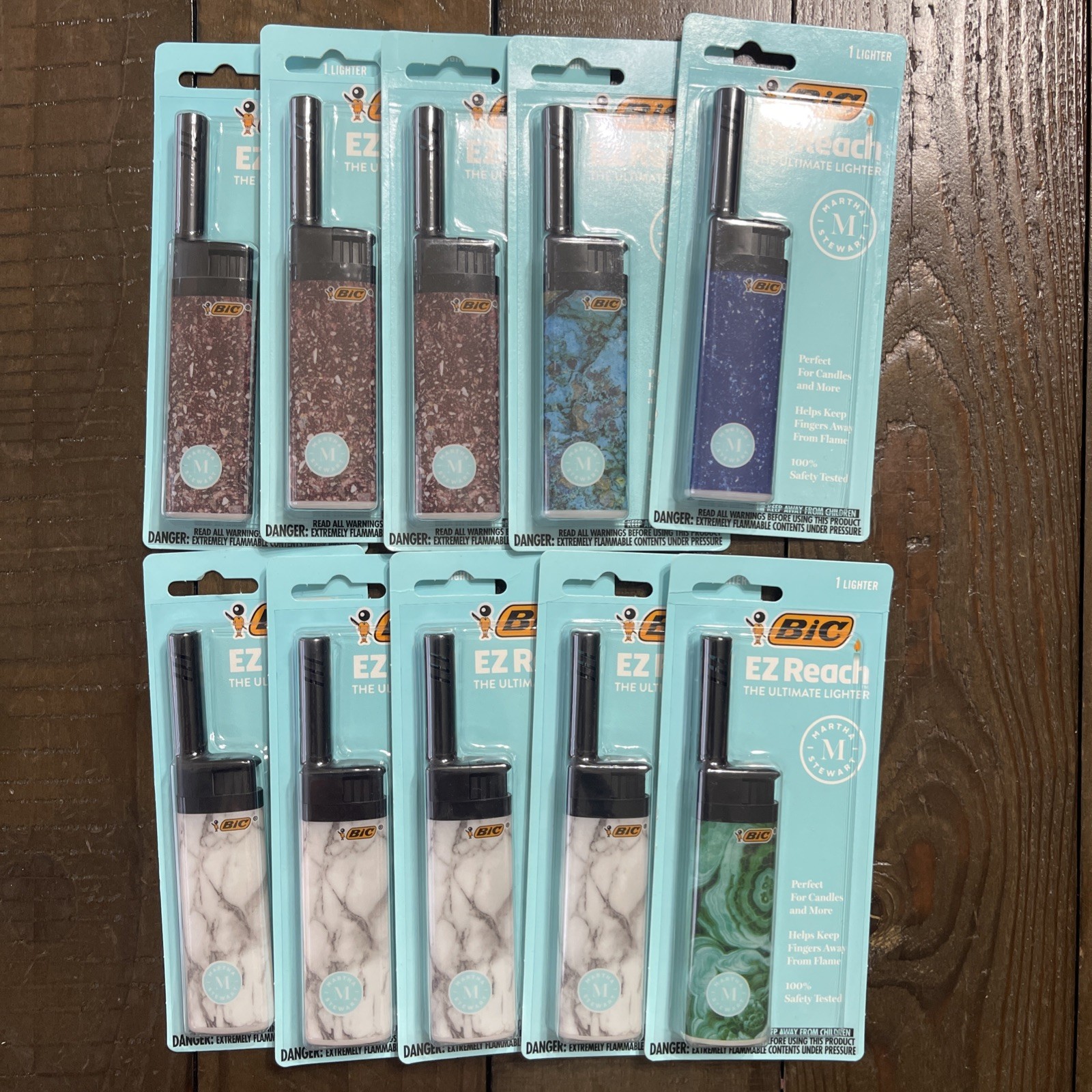 BIC EZ Reach Martha Stewart Utility Lighters Assorted Designs 10 Pack NEW