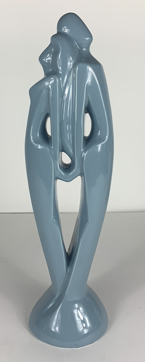 Vtg Haeger Rendezvous Standing Back To Back Couple Statue Blue 20\