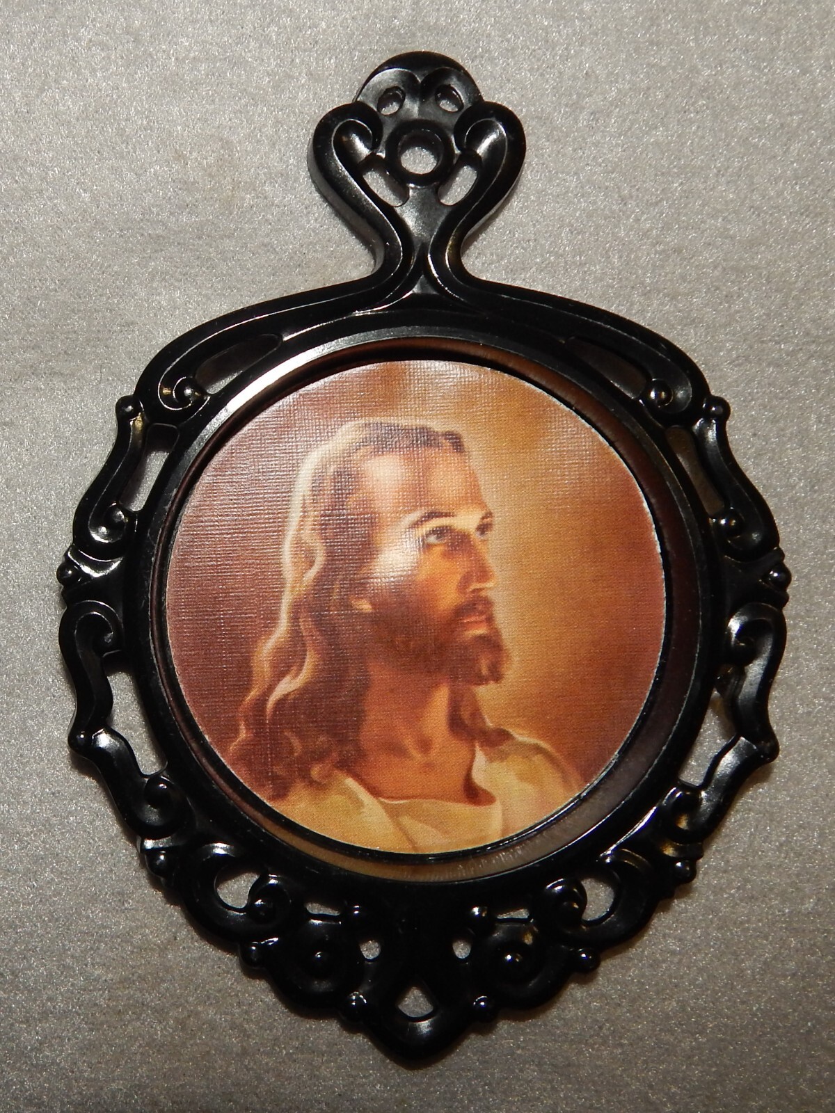 Vintage Sallman Jesus Head of Christ Picture in Frame - 5 3/8