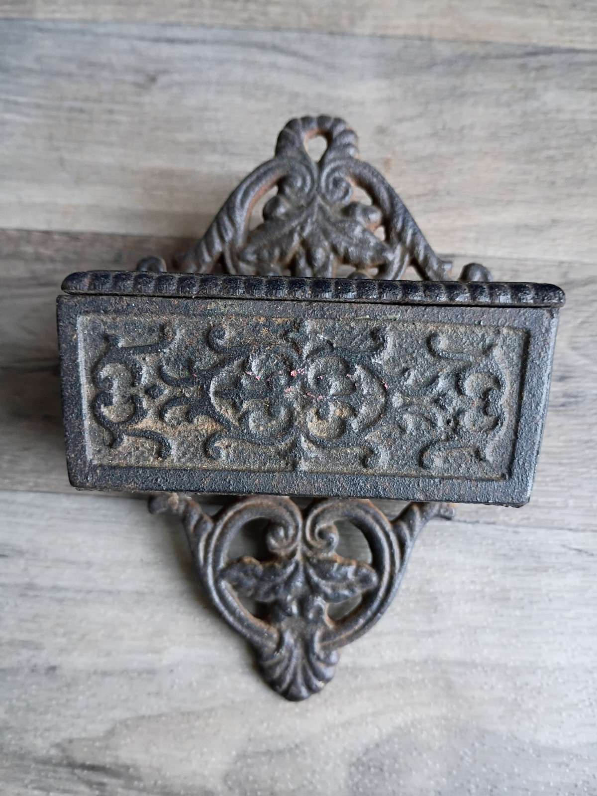vintage Wilton cast iron wall mount match holder 
