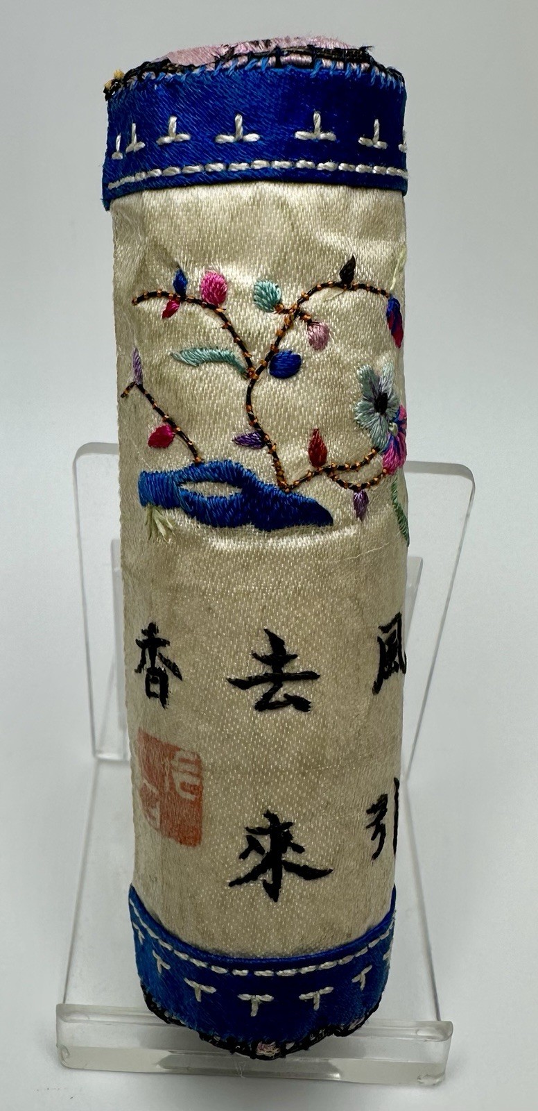 Antique Rare Chinese Wrist Rest Silk Auspicious Hand Embroidered Scholar Pillow